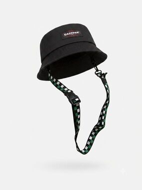 Eastpak Black Bucket Hat with Green and White Checkered Detachable Strap